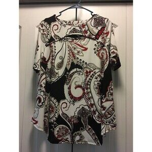 Chico's Size 0-XS-S  Peek-a-Boo Cutout  Pullover Top Tunic Ivory Paisley Print